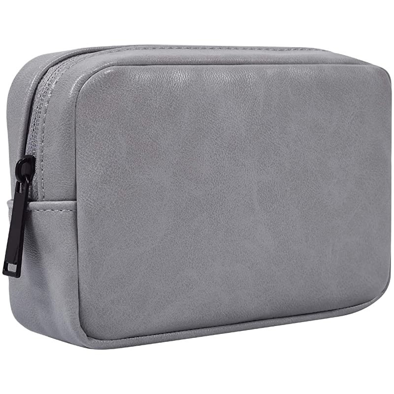 Accessories Storage Bag Premium PU Leather Multifunctional Travel Digital Accessories Storage Bag Cable Organizer Bag Grey