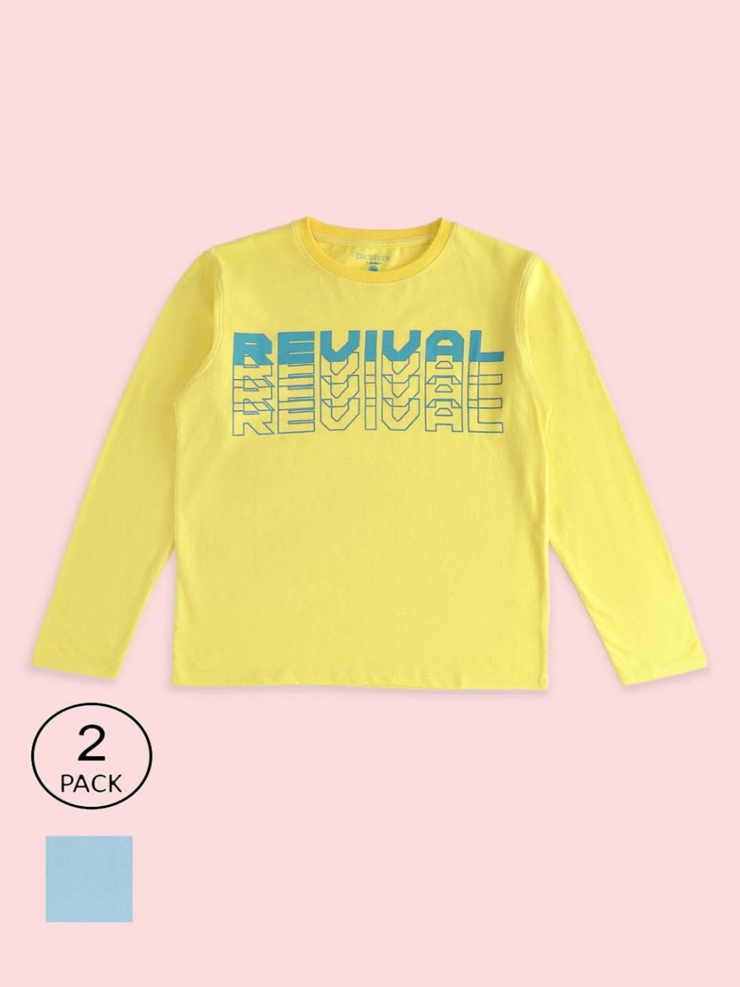 Pantaloons Baby Kids Yellow & Blue Cotton Printed Full Sleeves T-Shirt