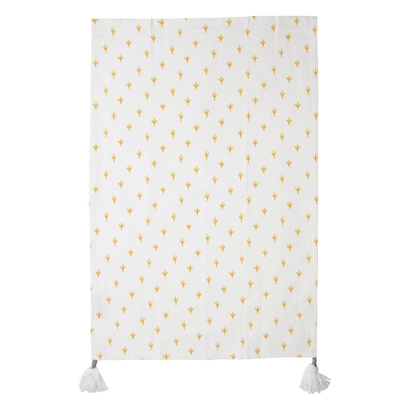 Chicken Tracks 27 x 18 Inch Screen Printed Kitchen Tea Towel with Hand Sewn Tassels - Foreside Home & Garden