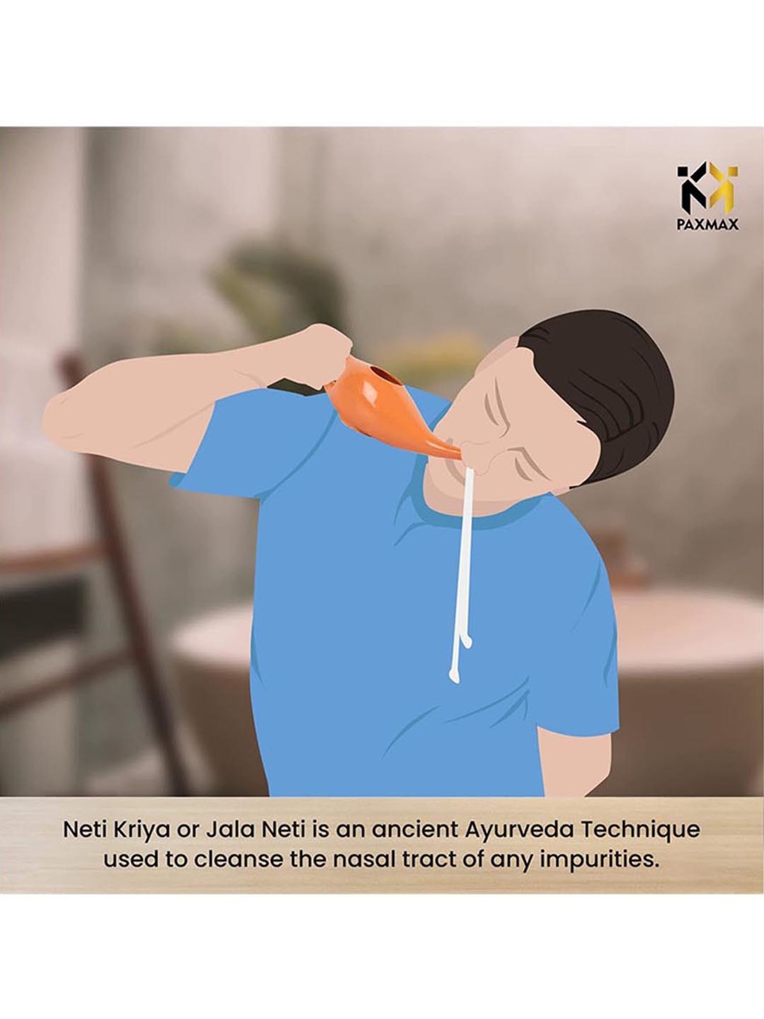 PAXMAX Porcelain Ceramic Neti Pot for Nasal Cleansing (Orange)