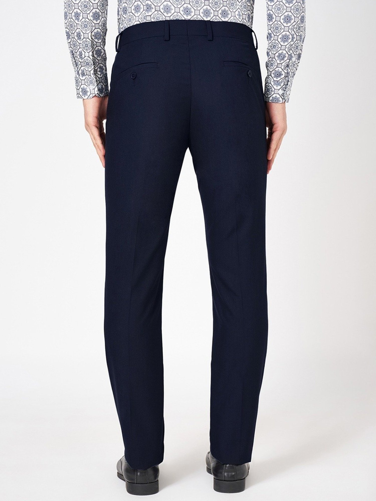 Byford By Pantaloons Navy Slim Fit Trousers