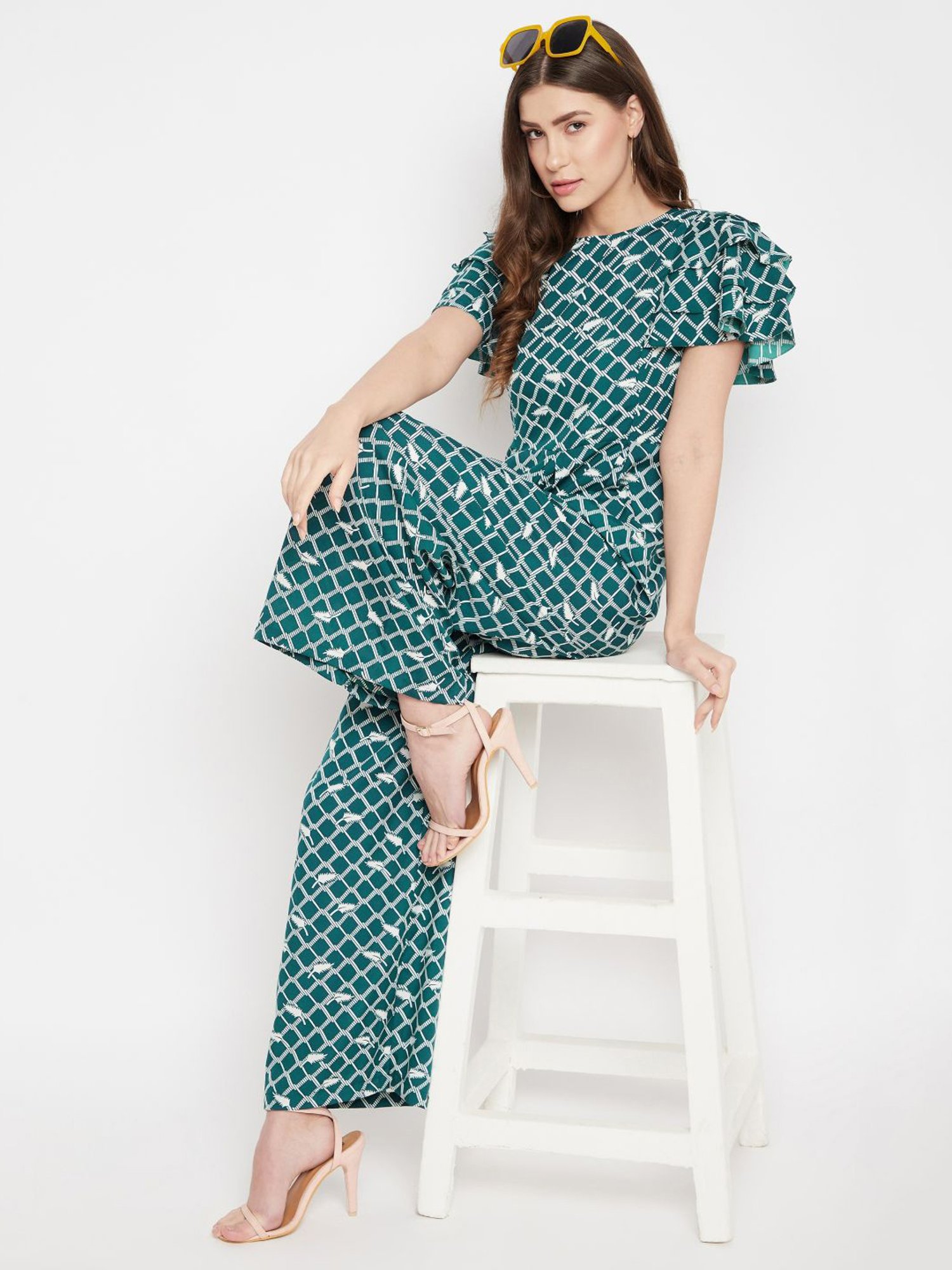 Uptownie Lite Green Printed Jumpsuit