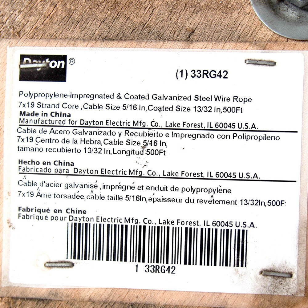 500 Ft Polypropylene Coated Galvanized Steel Wire Rope Cable | 5/16" Cable Size