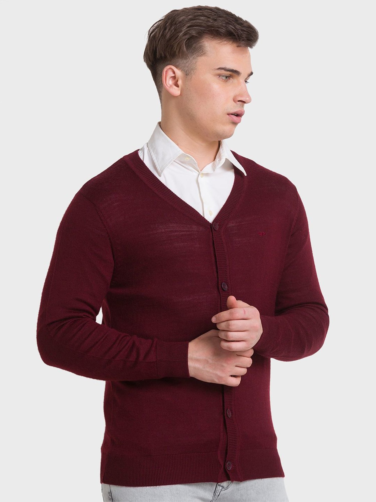 ColorPlus Red Tailored Fit Cardigan