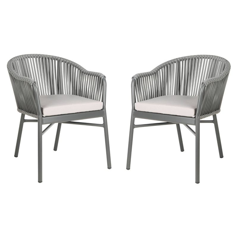 Stefano 2pk Stackable Rope Accent Chair - Gray/Gray Cushion - Safavieh