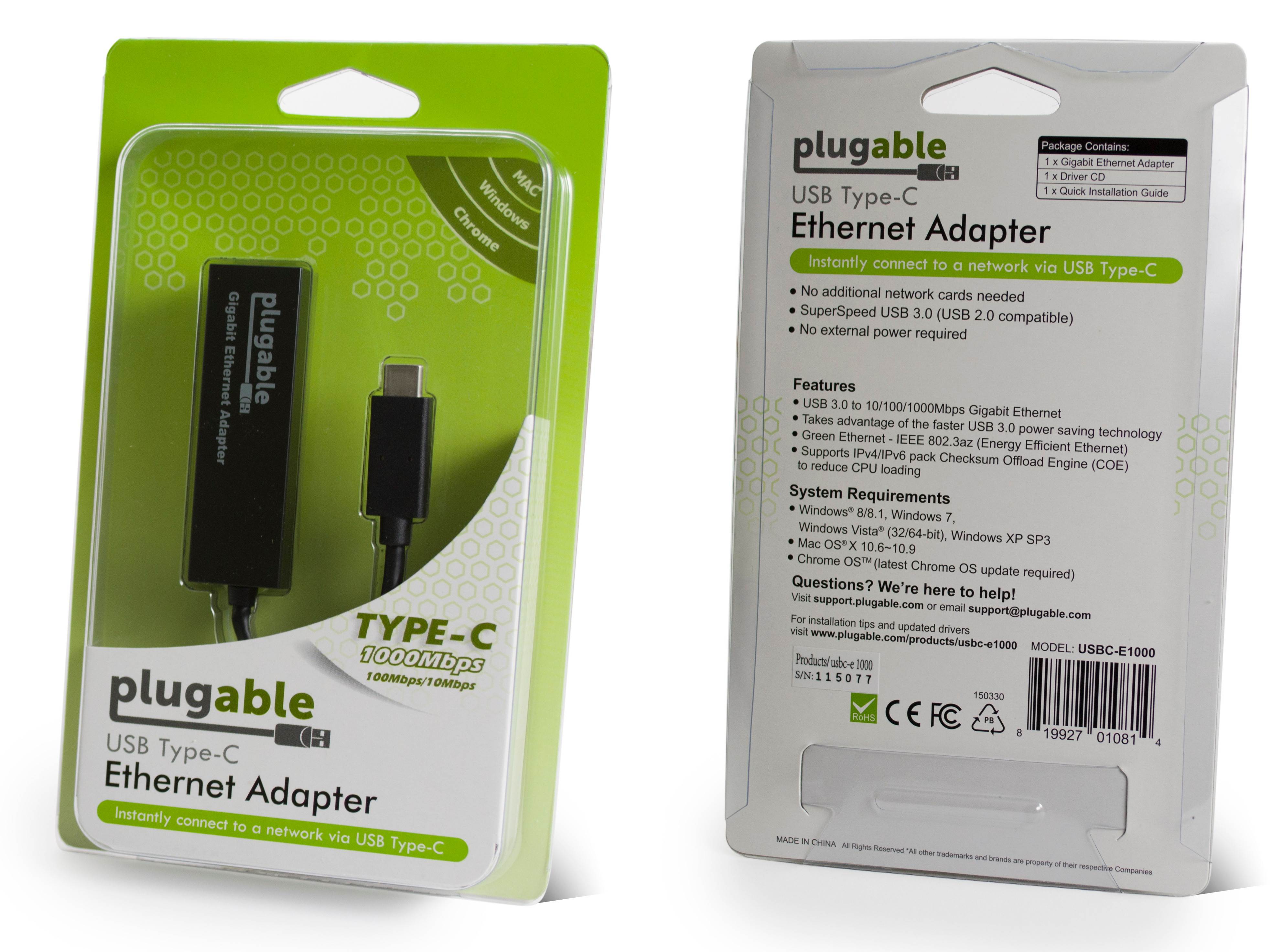 Plugable Usb Type-C Gigabit Ethernet Adapter