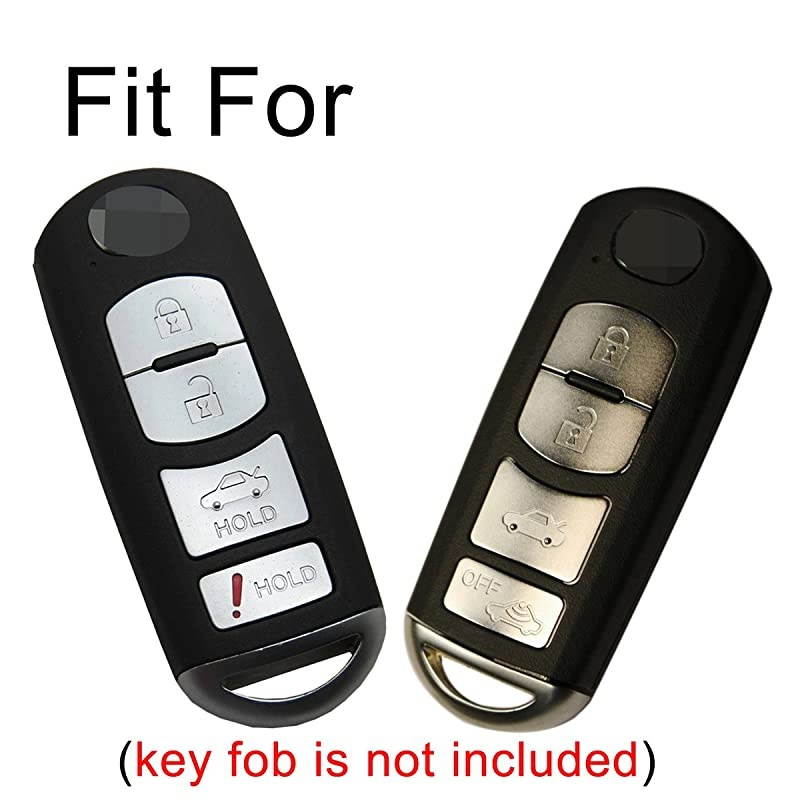 2Pcs Rubber 4buttons Smart Key Fob Full Protector Remote Skin Cover Case Keyless Jacket for 2018 2017 Mazda CX5 CX7 CX9 Mazda 3 6 MX5 Miata Toyota Yaris Black