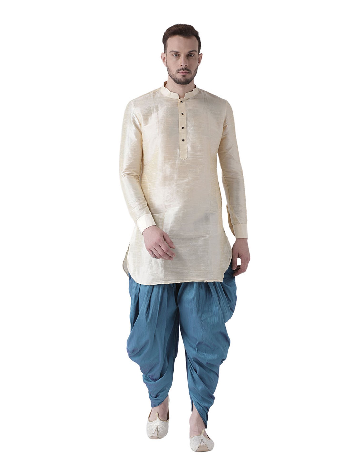 Deyann Beige & Blue Full Sleeves Kurta Set
