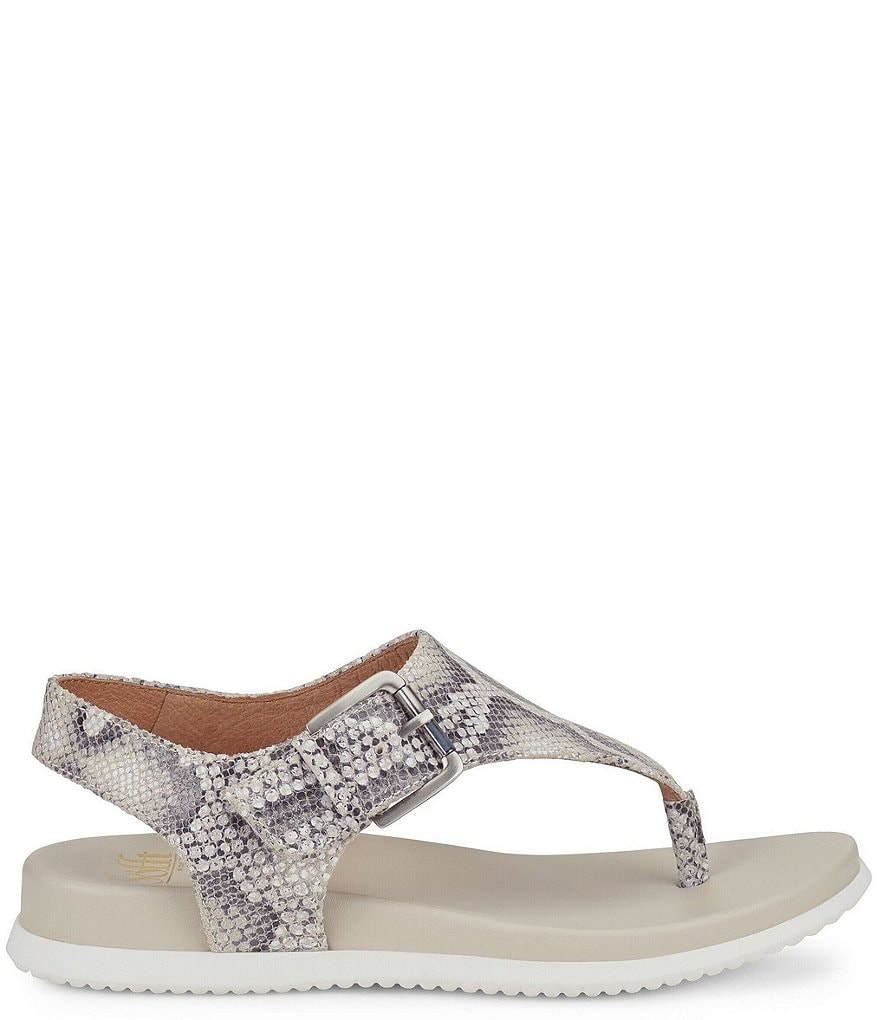 Sofft Farlyn Snake Print Leather T-Strap Sandals