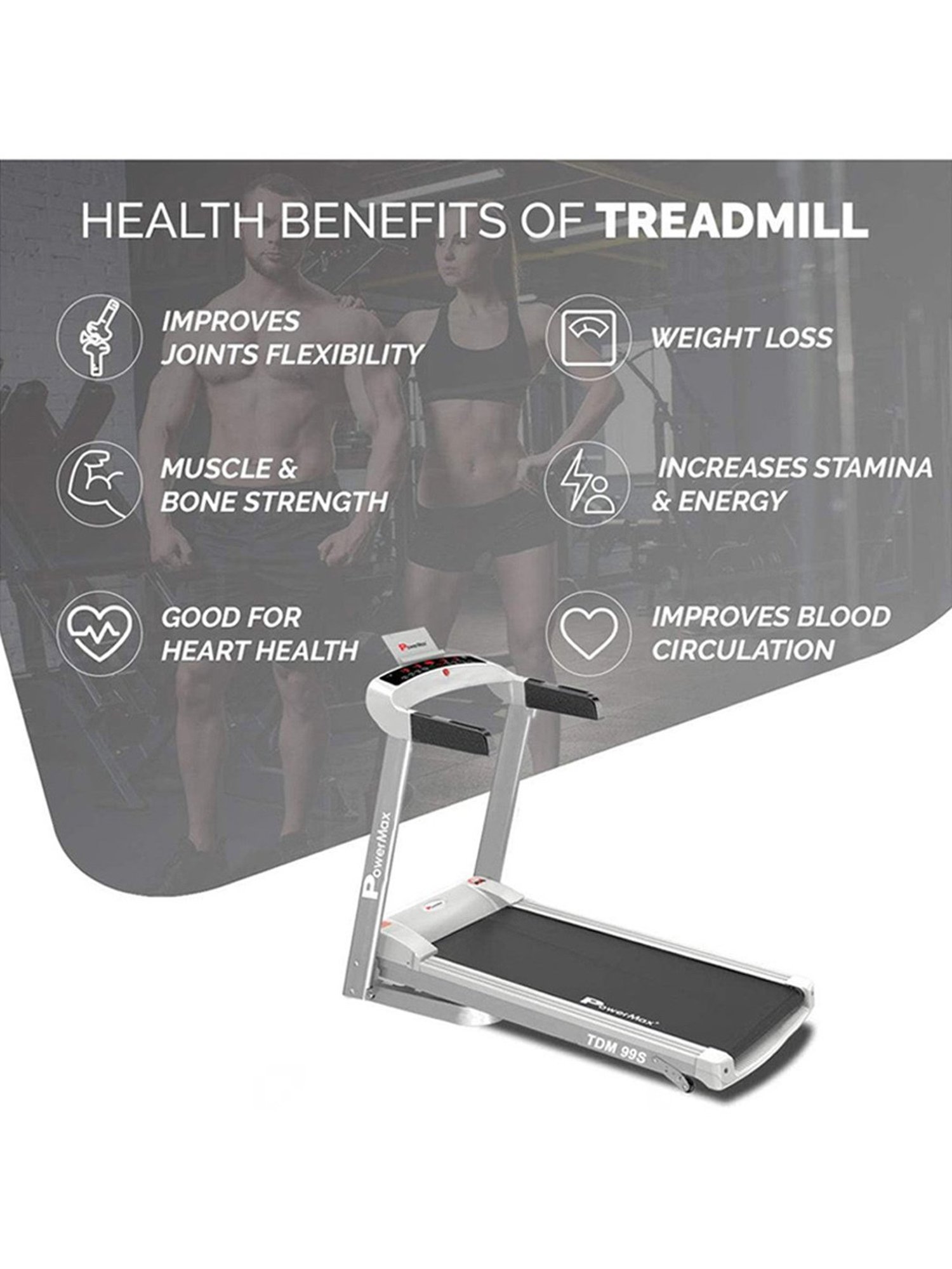 PowerMax Fitness TDM-99S 1.5HP Treadmill (Silver)