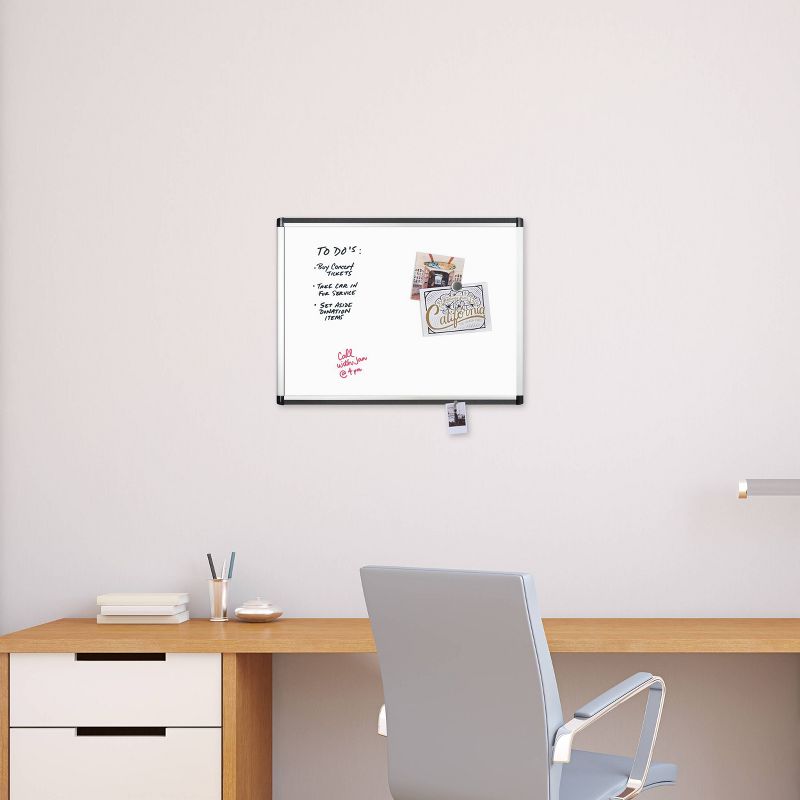 U Brands 24"x18" PINIT Magnetic Dry Erase Board Silver Aluminum Frame