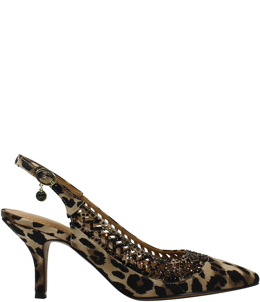 J. Renee Naiara Leopard Print Embellished Slingback Pumps