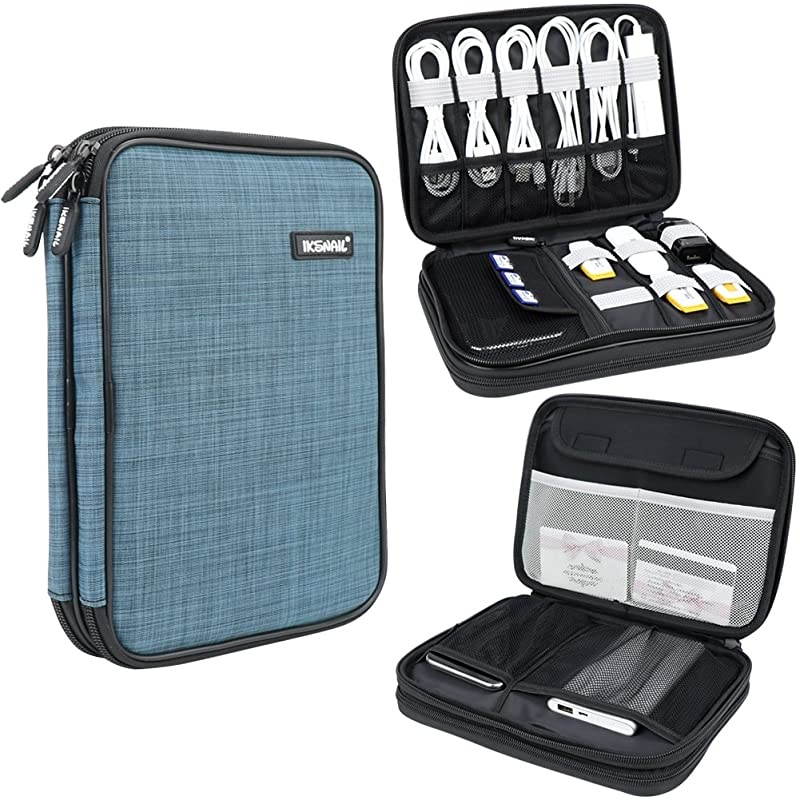 Electronic Organizer, Three Layer Cable Organizer Bag, Travel Gadget Storage Case for USB Cable, Hard Drive, Power Bank, Digital Camera, iPad Mini/Tablet or E-Book (up to 7.9'') Black