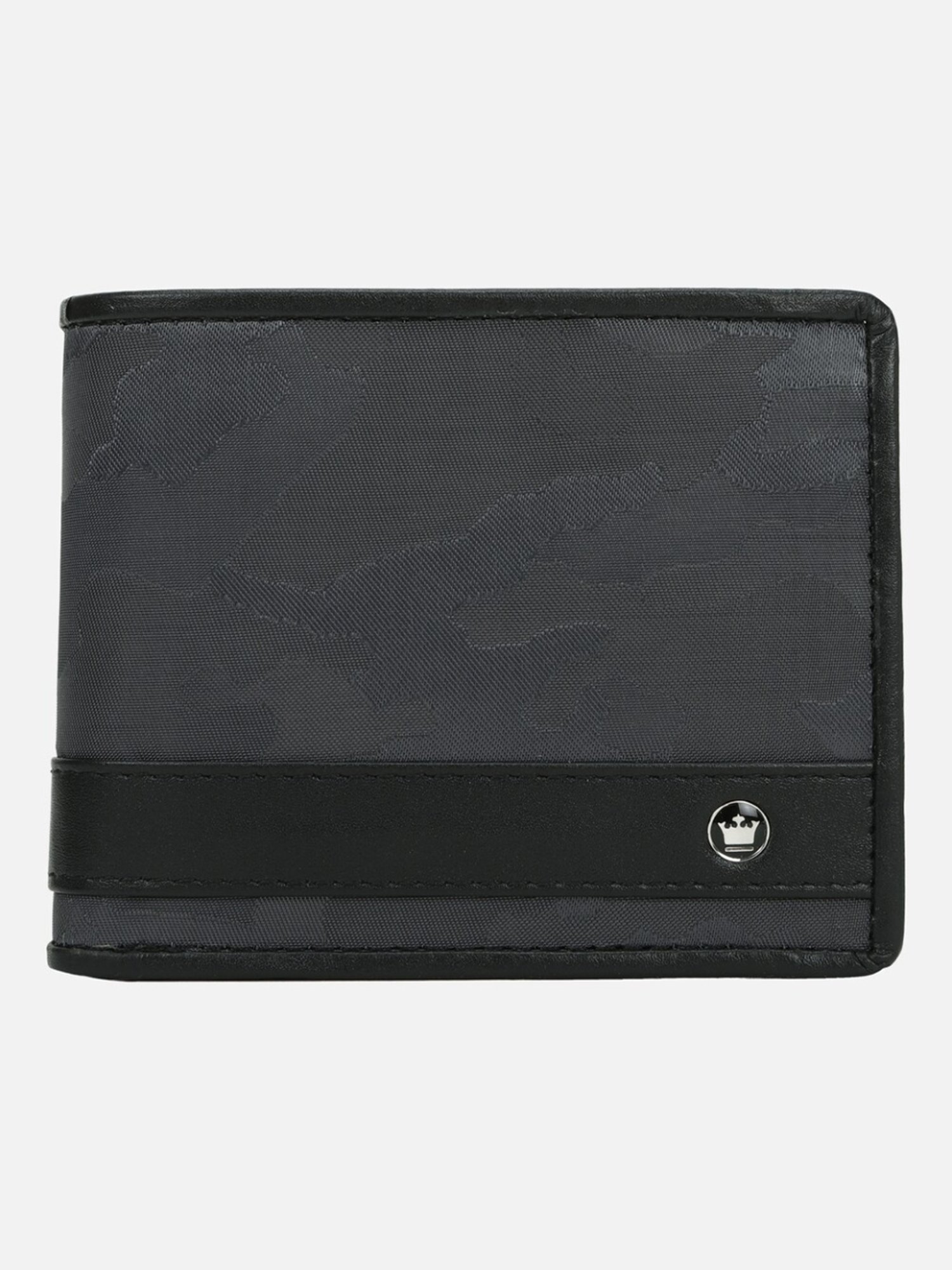 Louis Philippe Grey Leather Paneled Bi-Fold Wallet