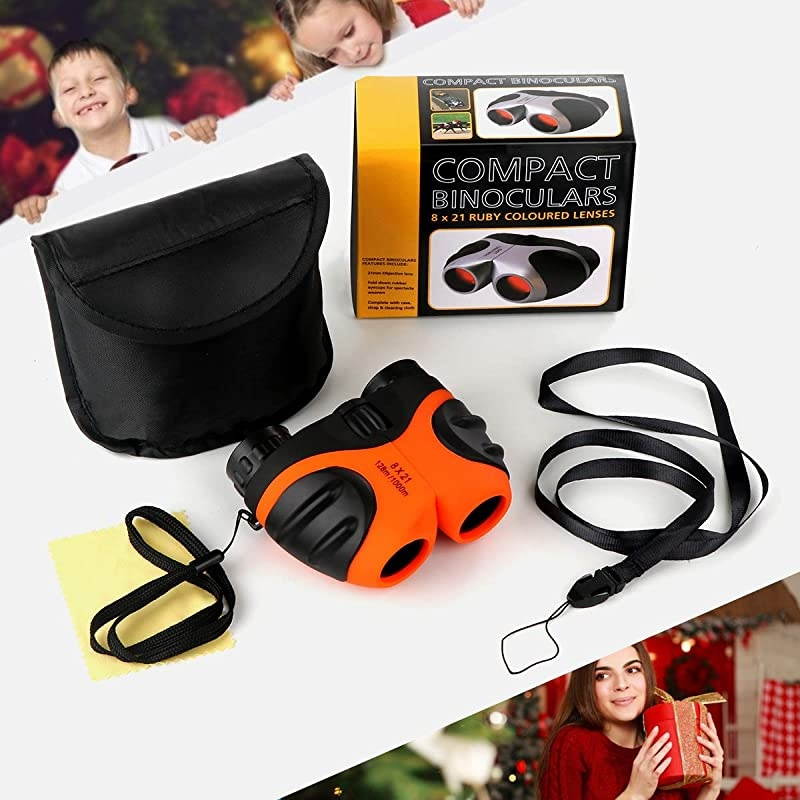 for Kids Outdoor Toys for 48 Year Old Boys Compact Kids Gifts for Girl Age 59 Birthday Present for Kids 8x21 Orange