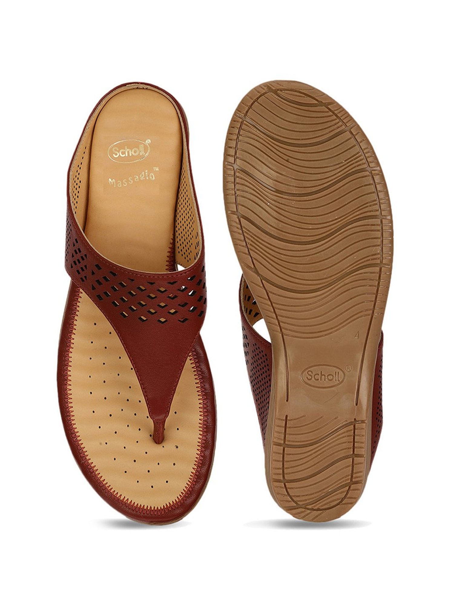 Scholl by Bata Women's Maroon Thong Wedges