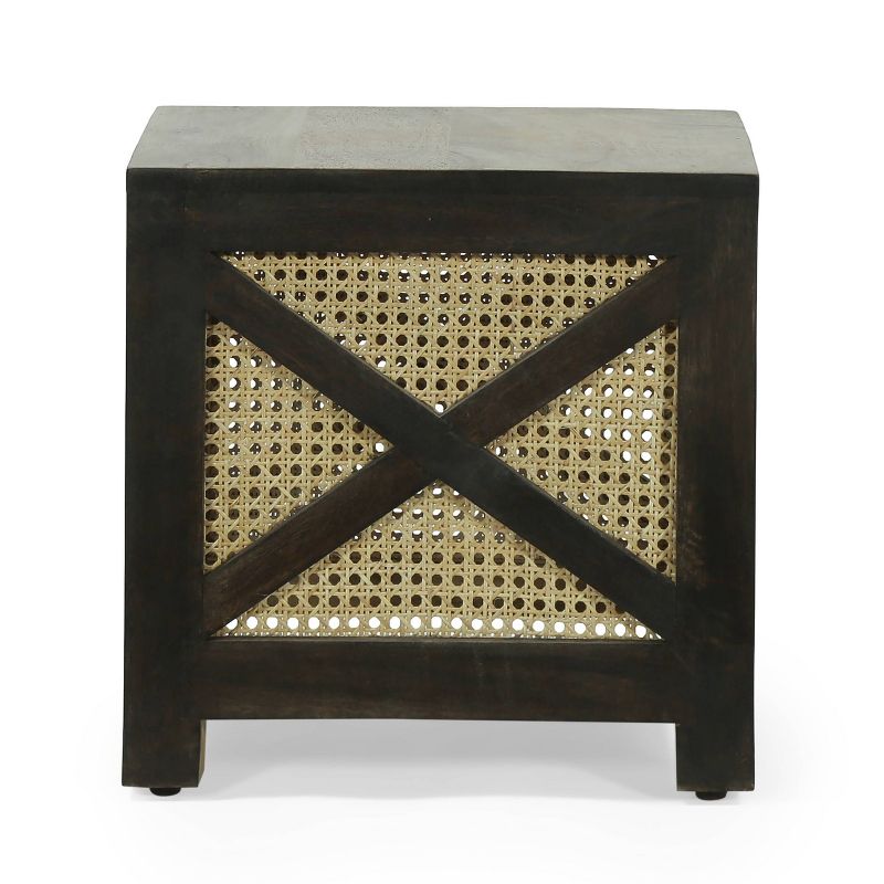 Colstrip Boho Handcrafted Mango Wood Ottoman Stool Natural/Walnut - Christopher Knight Home