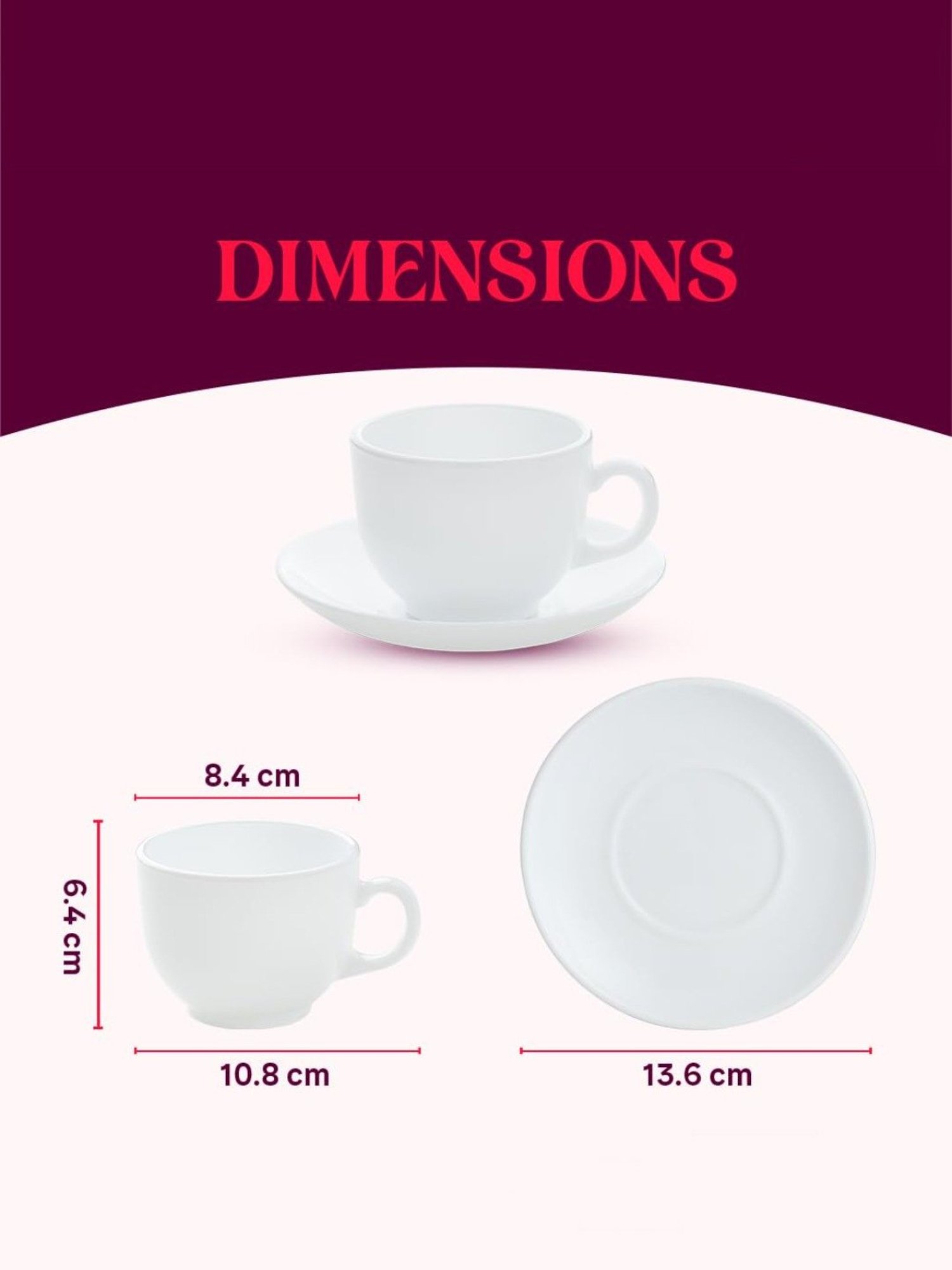 Larah by Borosil Multicolor Ceramic Opalware Cup and Saucer Set of 12 220ml