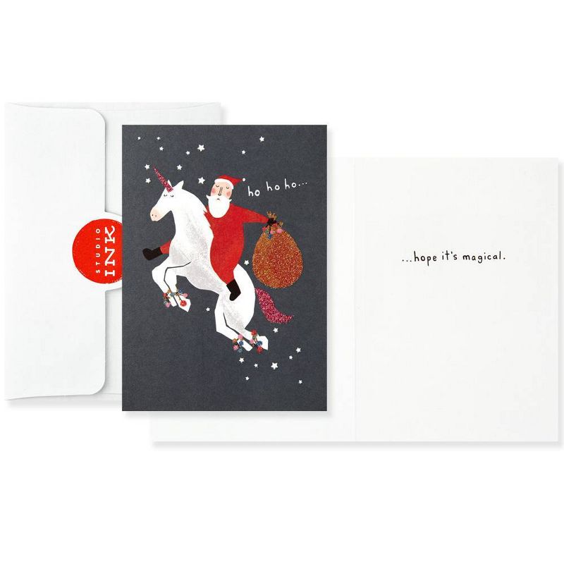 8ct Hallmark Santa Riding Unicorn Christmas Greeting Cards