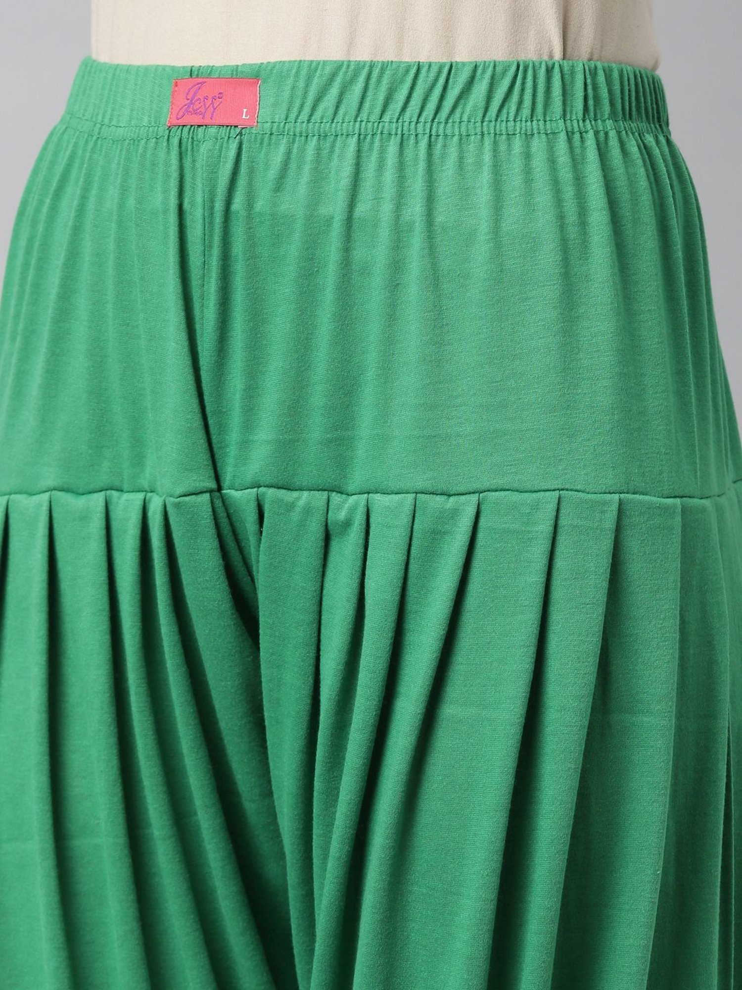 JCSS Green & White Patiala Pants - Pack Of 3