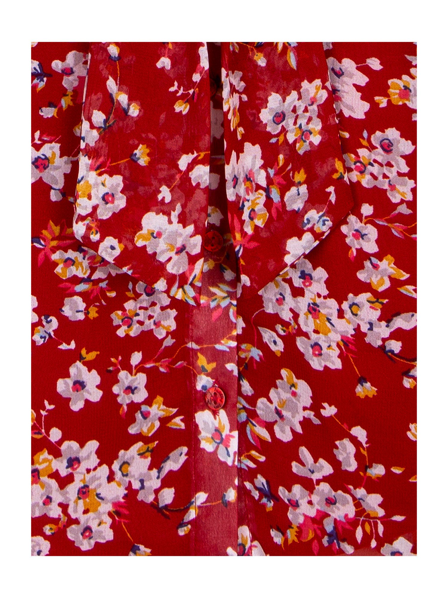 Budding Bees Kids Red Floral Print Full Sleeves Shirt