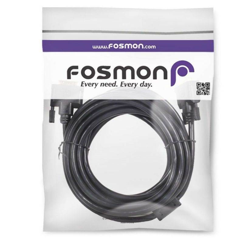 Fosmon 15FT Gold Plated DVI-D Male 30AWG 1.3V Dual Link Cable (24+1 Pin) - Black