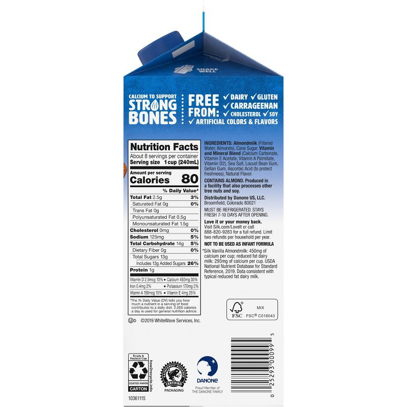 Silk Almond Vanilla Almond Milk - 0.5gal