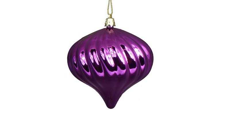Northlight 4ct Shiny Swirl Shatterproof Onion Drop Christmas Ornament Set 4" - Purple