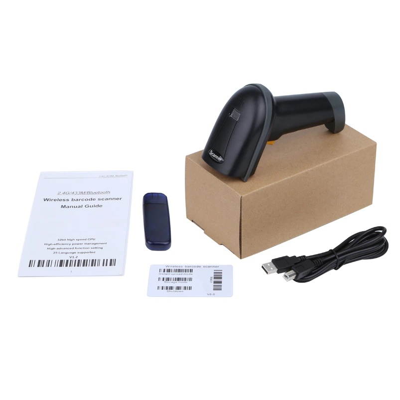 handheld Portable rugged barcode scanner reader wired bluetooth 2.4G wireless modes 1d code laser  from suppliers