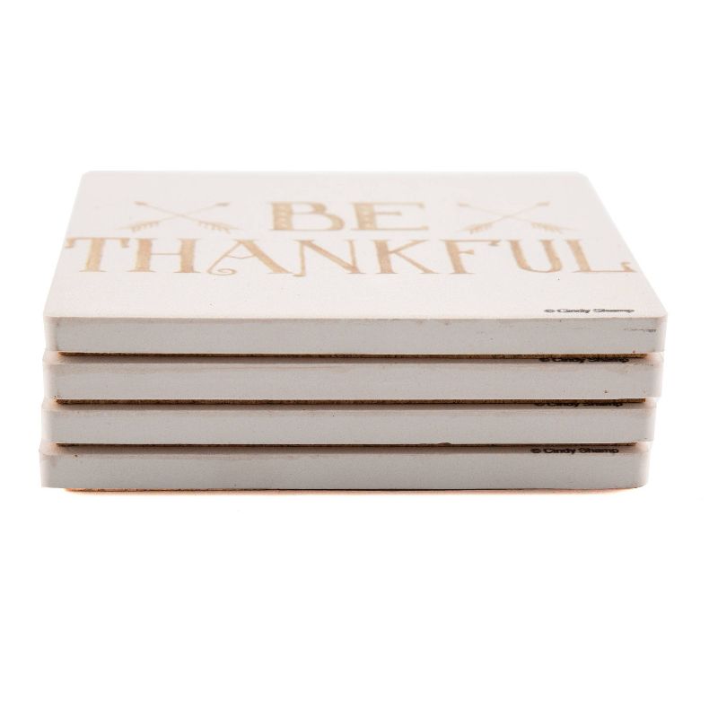 4pk Ceramic Be Thankful Arrow Print Coasters - Thirstystone