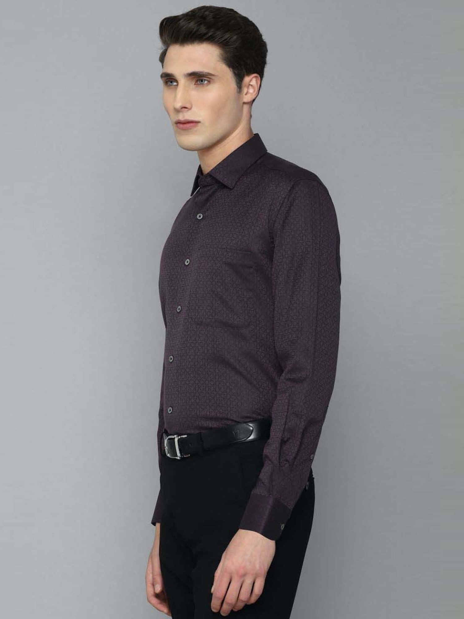 Luxure By Louis Philippe Brown Regular Fit Printed Shirt