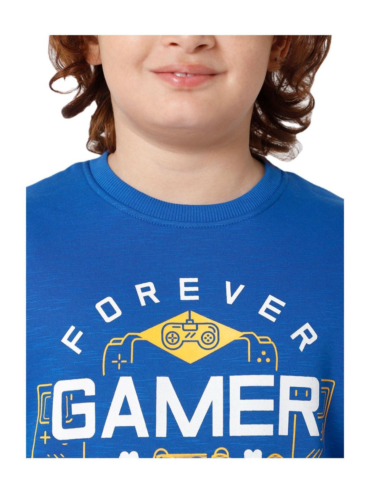 Proteens Kids Royal Blue Printed Full Sleeves Sweatshirt