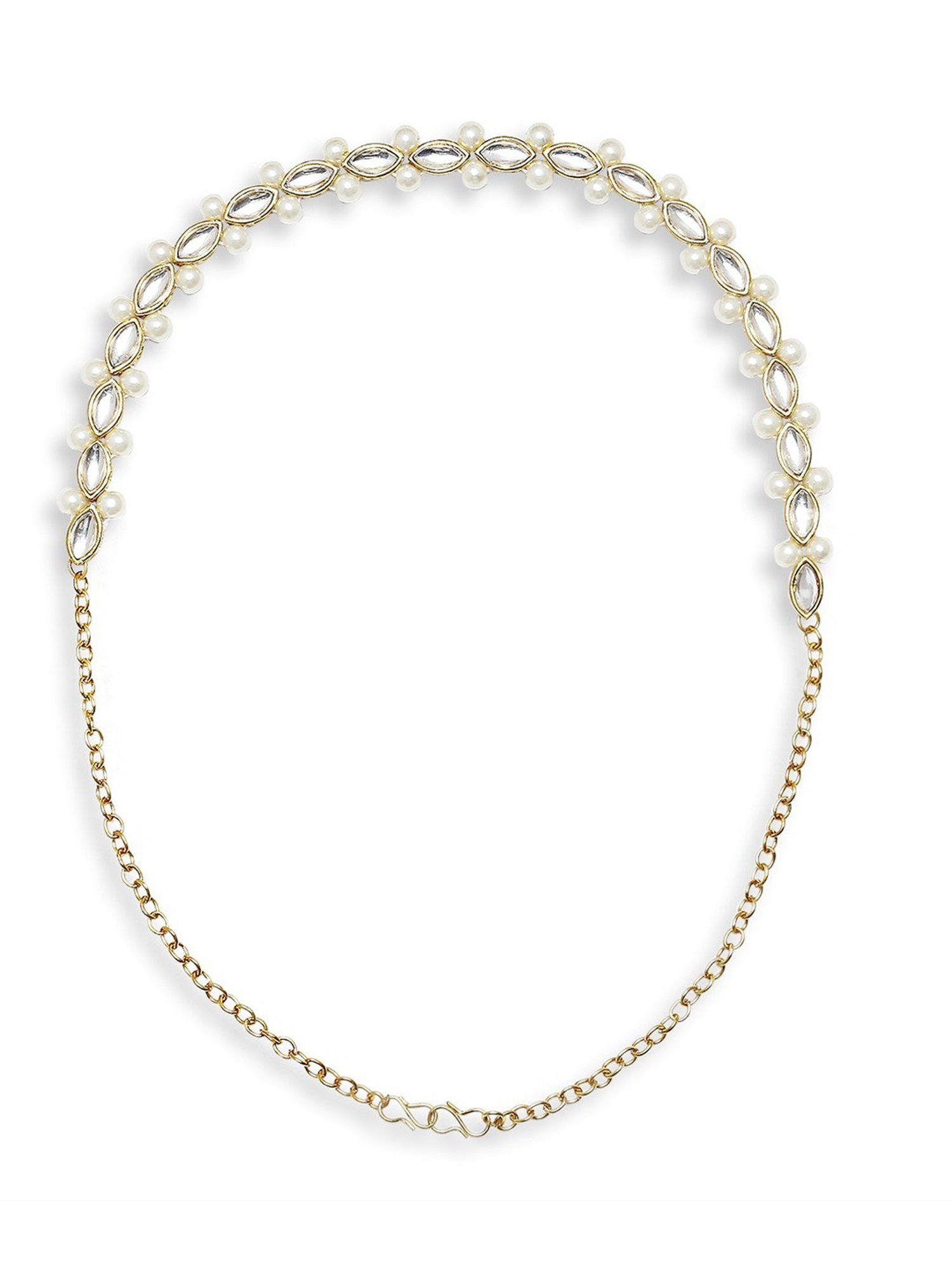 Oomph Gold Tone Kundan & Pearls Jadau Ethnic Matha Patti