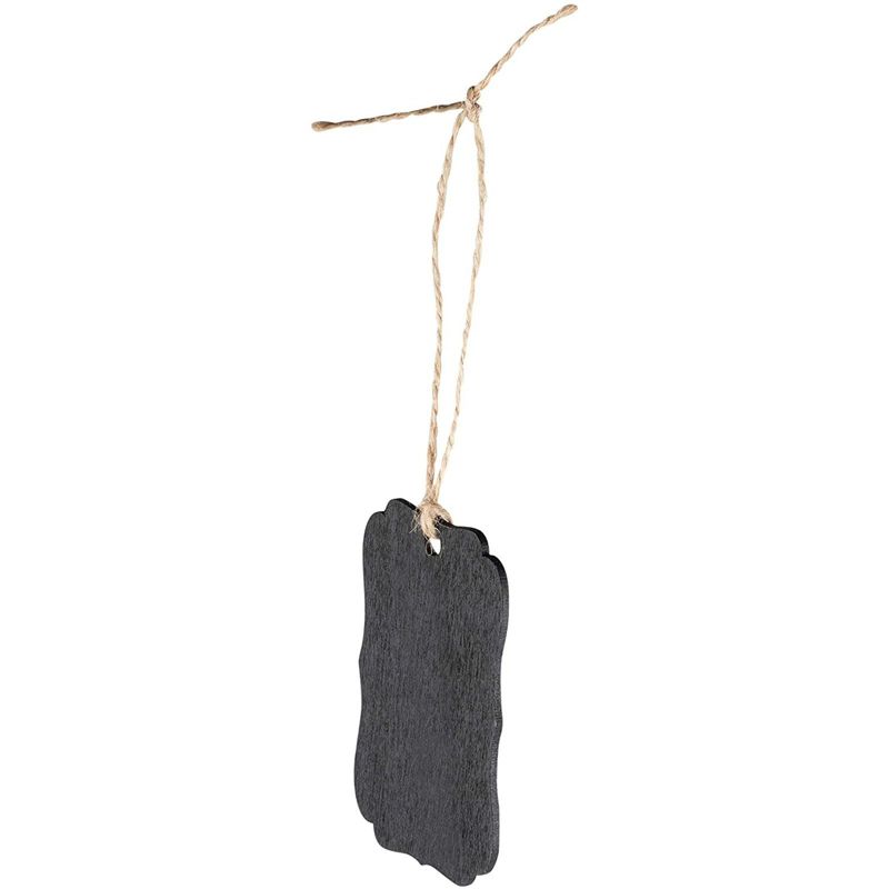 Genie Crafts 24 Piece Mini Wooden Chalkboard Tag Labels with String for Gifts, Mason Jars, DIY Crafts, 2 x 3 In