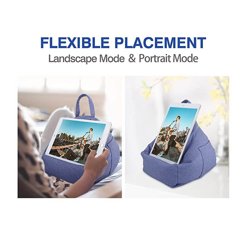 Tablet Pillow Stand Tablet Lap Pillow on Bed Sofa Soft Cushion Holder for Phones Tablets Up to 11quot Fit with iPad 102quot 2019 iPad Air 3 2 iPad Pro 11 202010597 Mini 5Mini 4 Denim Blue