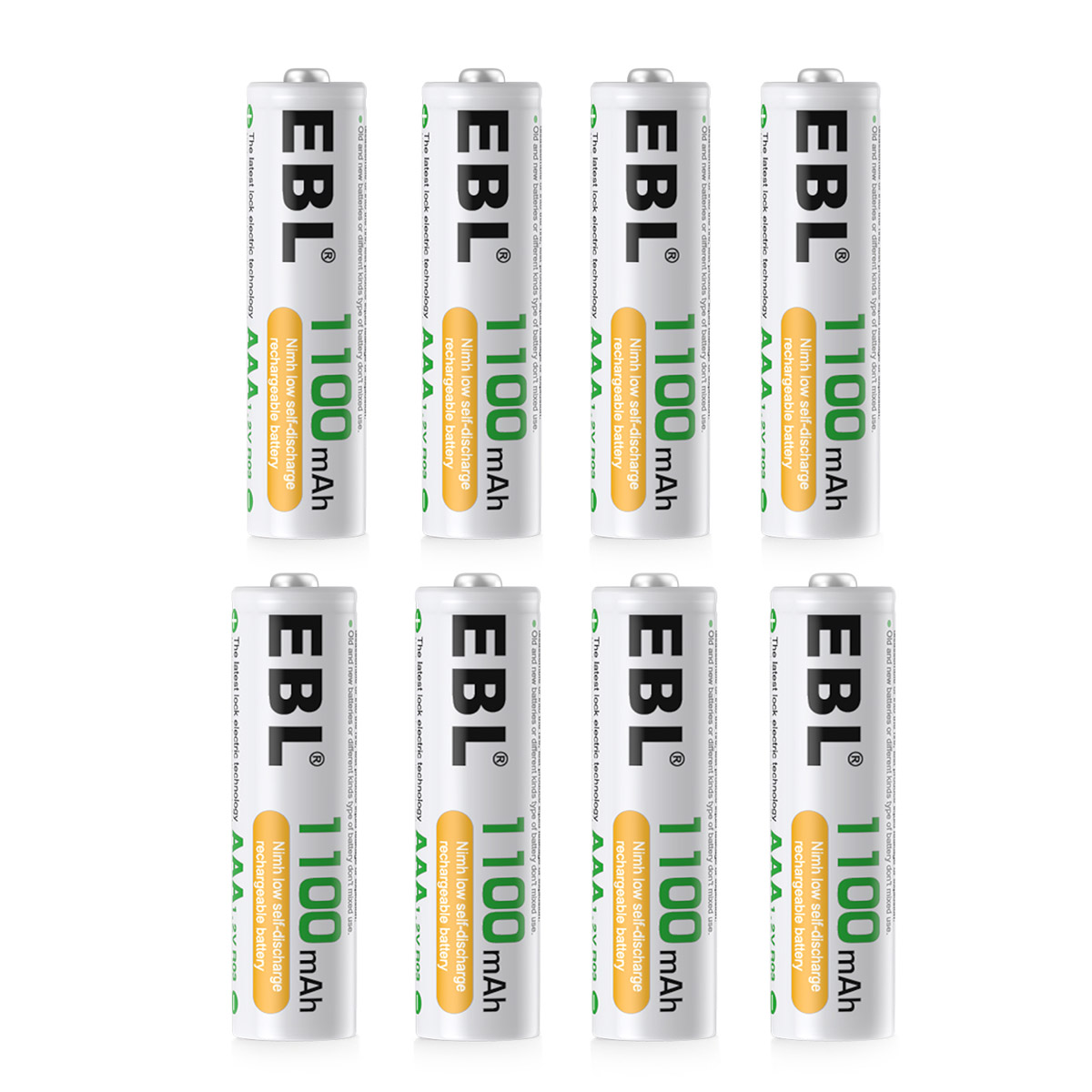 EBL 8pcs AAA Ni-MH Rechargeable 1100mAh Batteries + Battery Charger for AA/AAA Batteries with 808U Battery Charger Build-in Dual USB Charging Ports