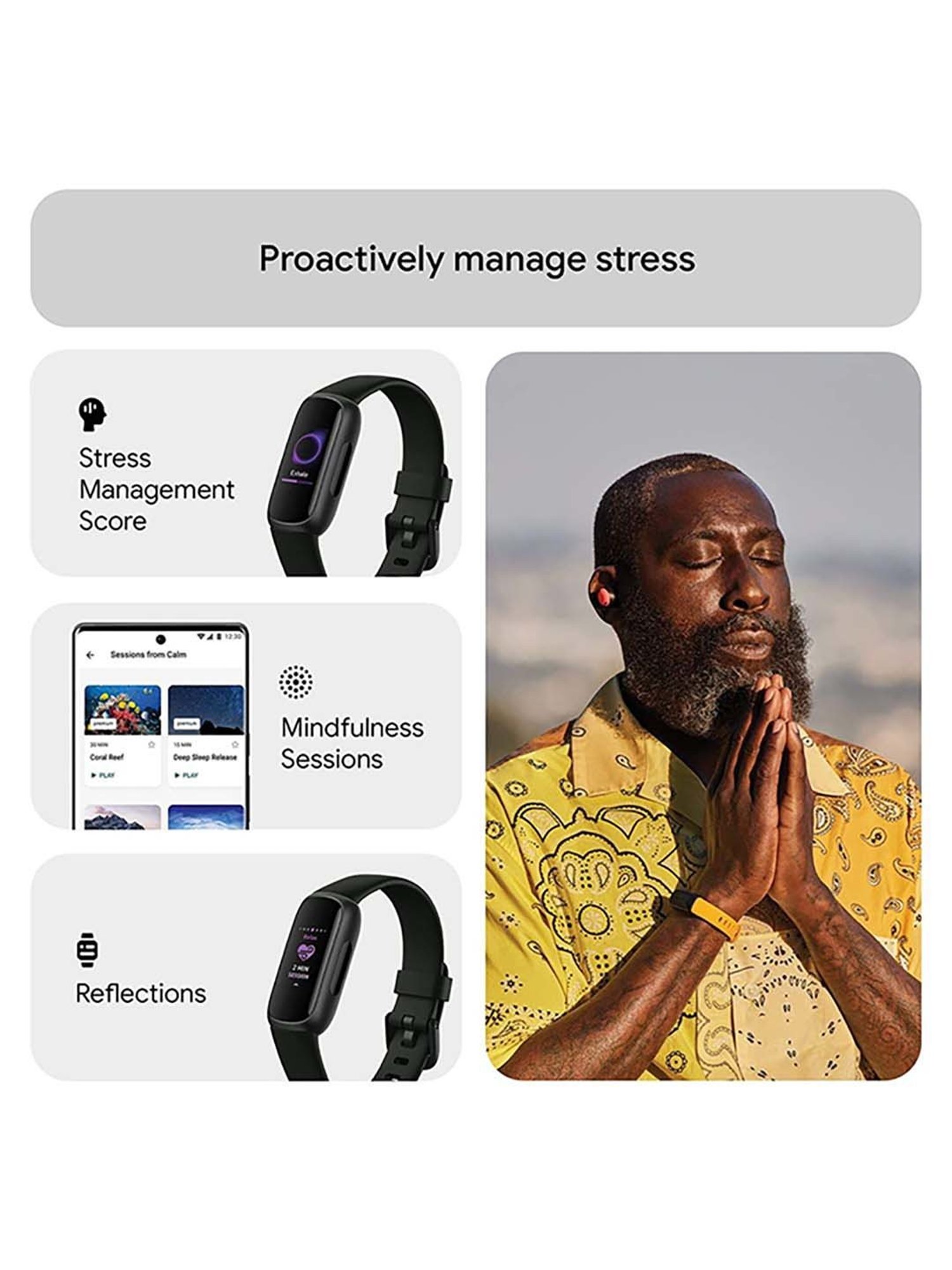 Fitbit Inspire 3 Health & Fitness Tracker Smartwatch (Midnight Zen / Black)