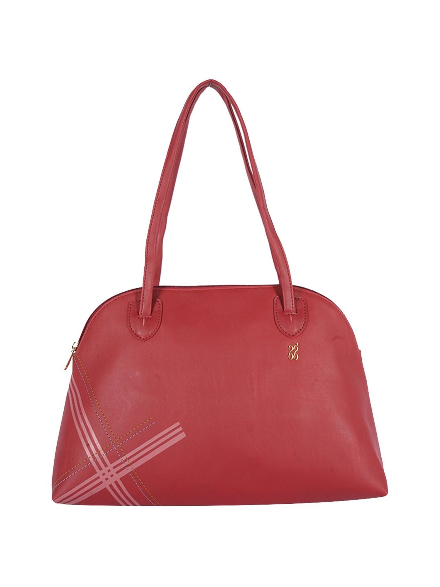 Baggit Inspect Red Textured Medium Handbag