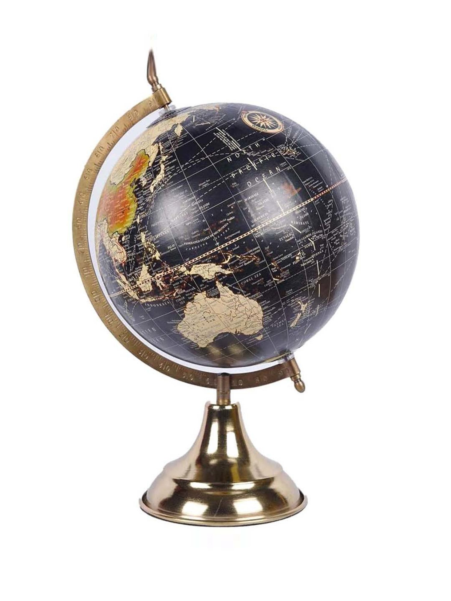 The Artment Minimal Midnight Explorer The Elegant Black Metal Medium Globe for Study Table