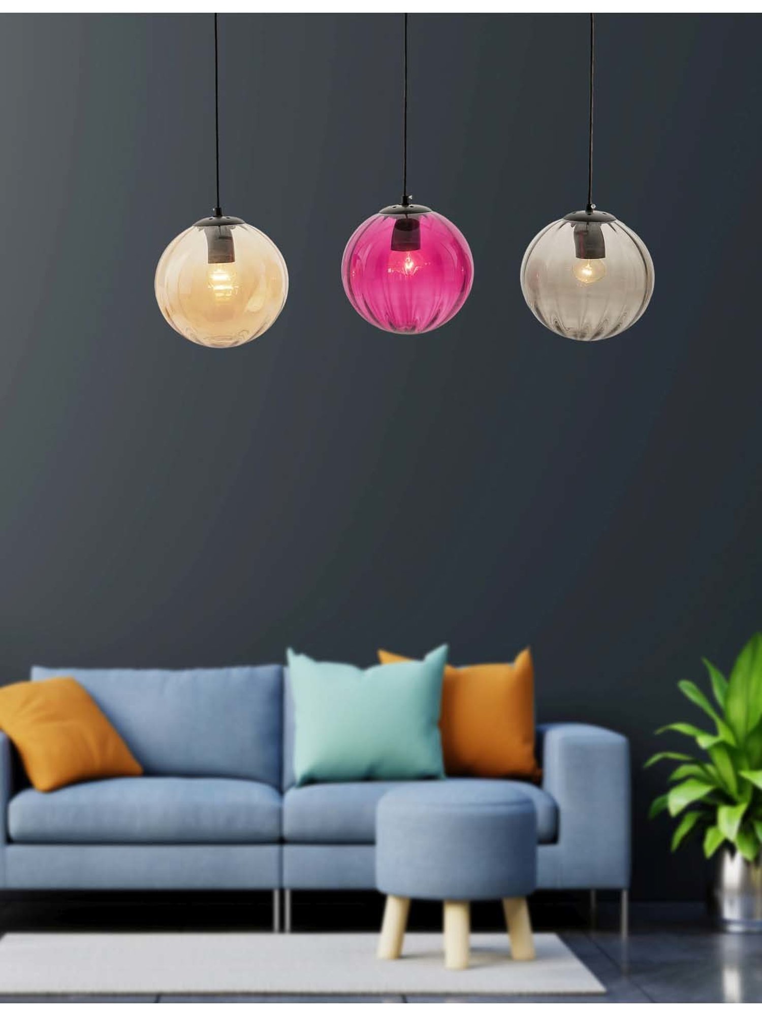 Kapoor E Illuminations 'Frances' Multicolor Glass 3-In-1 Hanging Cluster Light