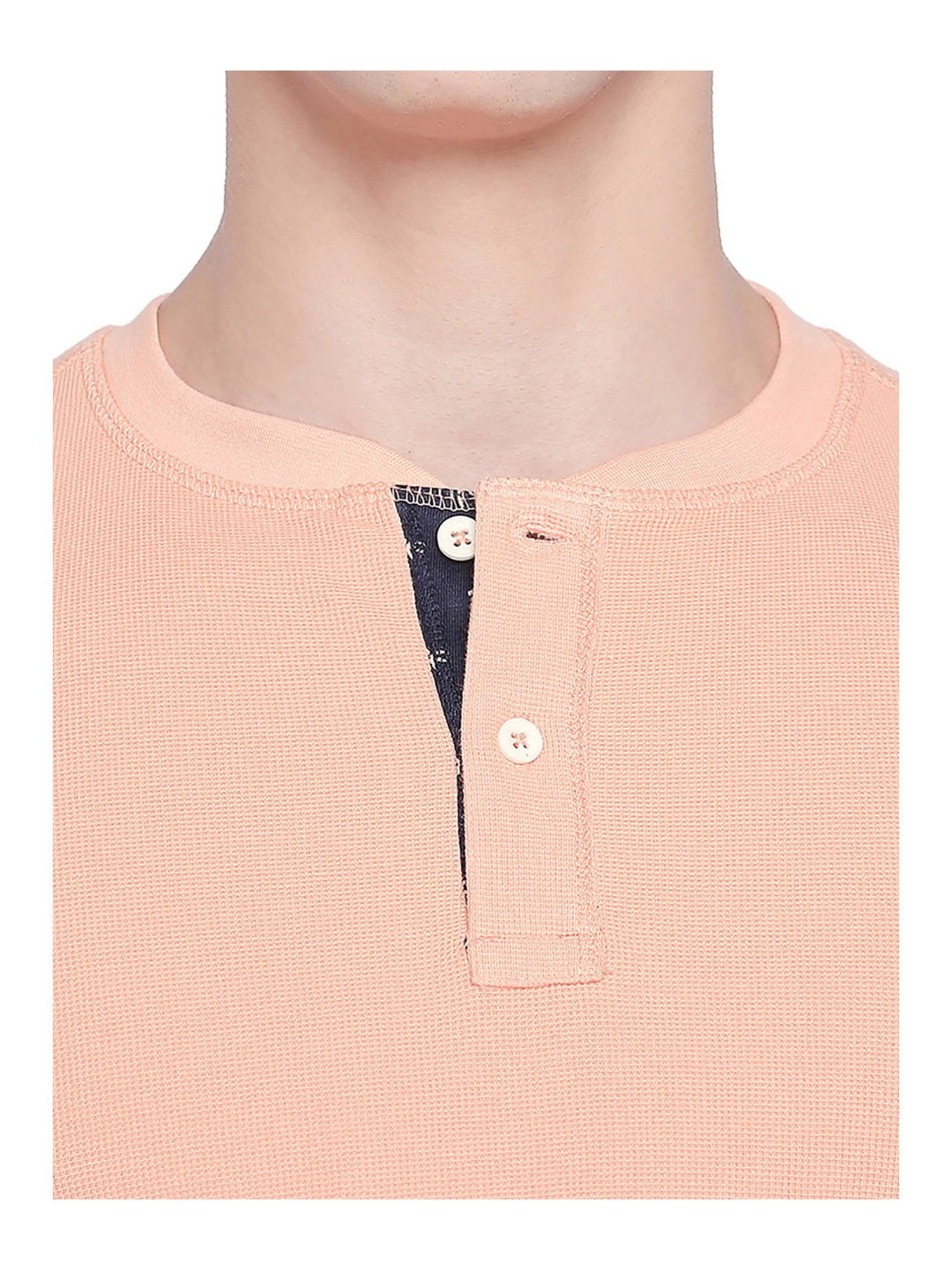 Basics Peach Henley T-Shirt