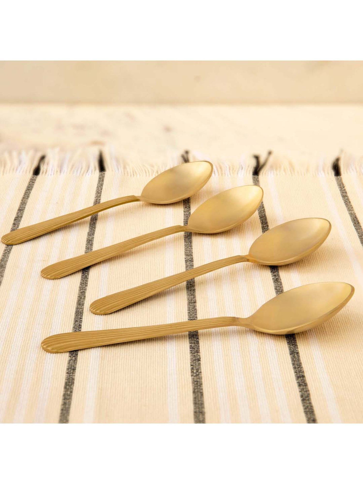 ellementry Celestial Golden Brass Tea Spoons - Set of 4