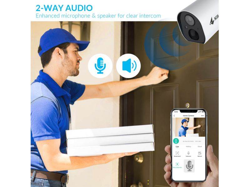 Outdoor Security Camera Wire-Free Outdoor Battery Powered Surveillance Cameras, 1080P WiFi IP Surveillance Camera with PIR Detection, 2-Way Audio, FHD Night Vision, IP65 Weatherproof, Cloud Storage