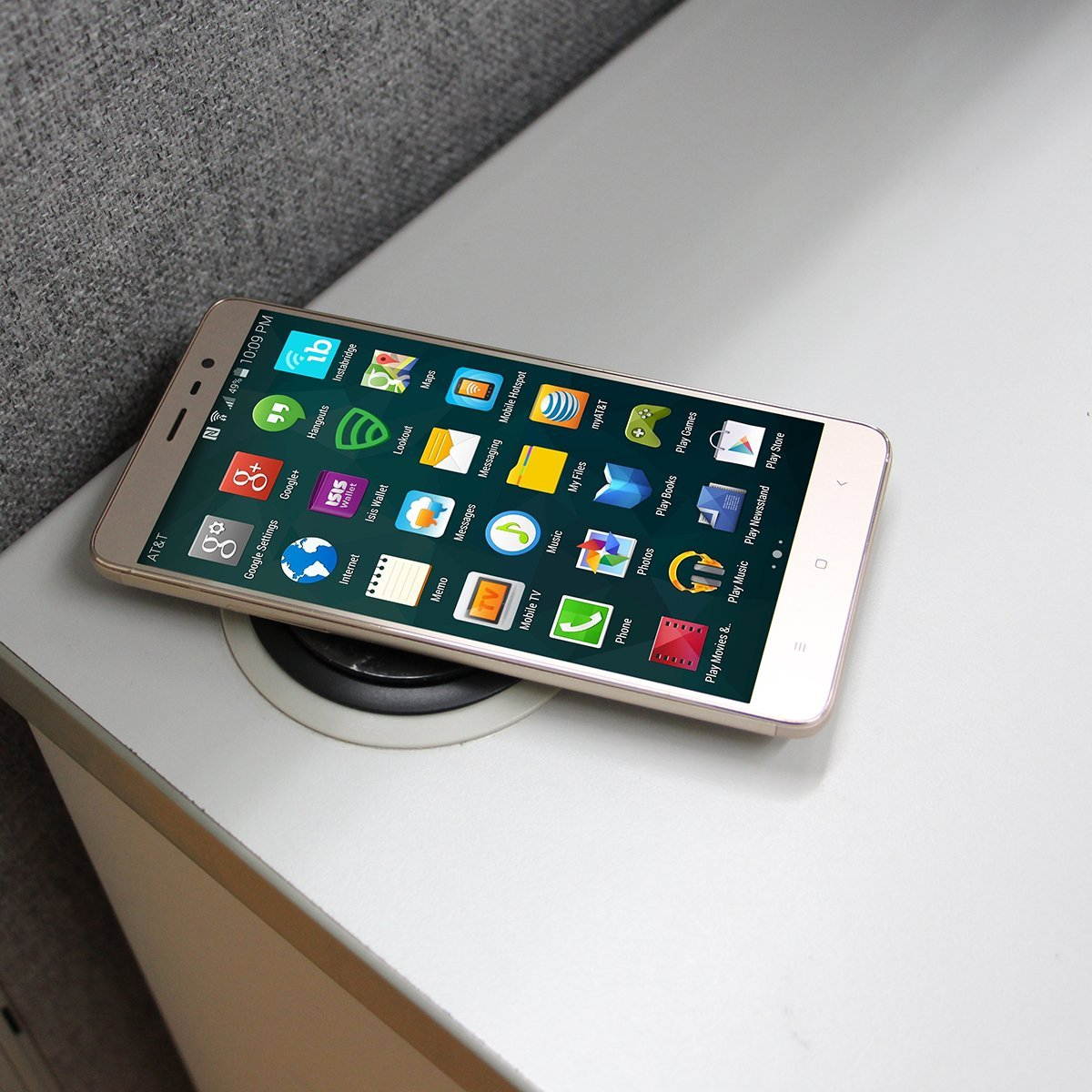 SEDNA - 2.5" Grommet Hole In Desk QI Wireless Charger for Smart Phone and all other Electronics Devices ( Compatible with iPhone 8 / 8 Plus / X )