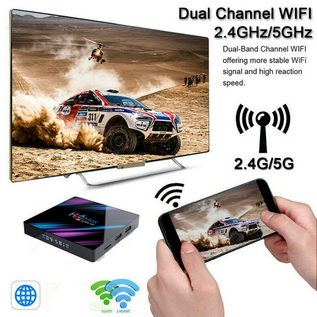 UKCOCO Android 9.0 Smart TV Box, 4GB 64GB Media Player Quad Core USB3.0 2.4G/5G/WIFI/3D/4K/HD Set-top Box Media Player Black