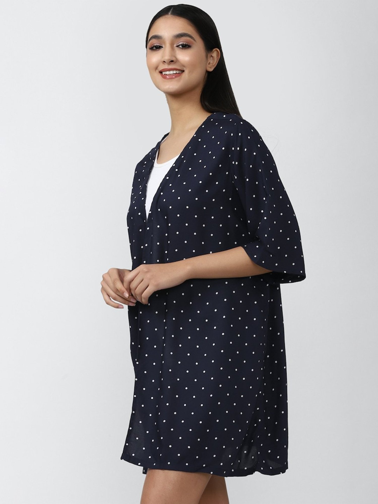 Forever 21 Navy Printed Shrug