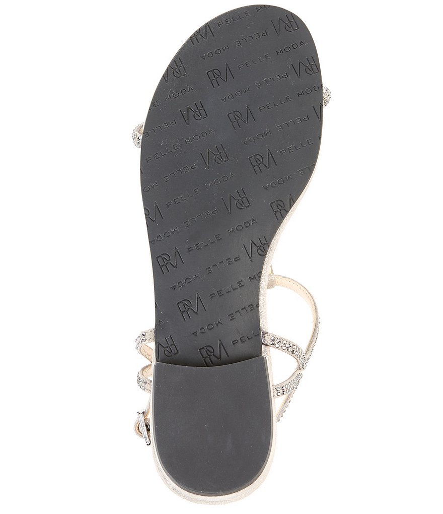 Pelle Moda Barber Crystal Embellished Shimmer Suede Sandals
