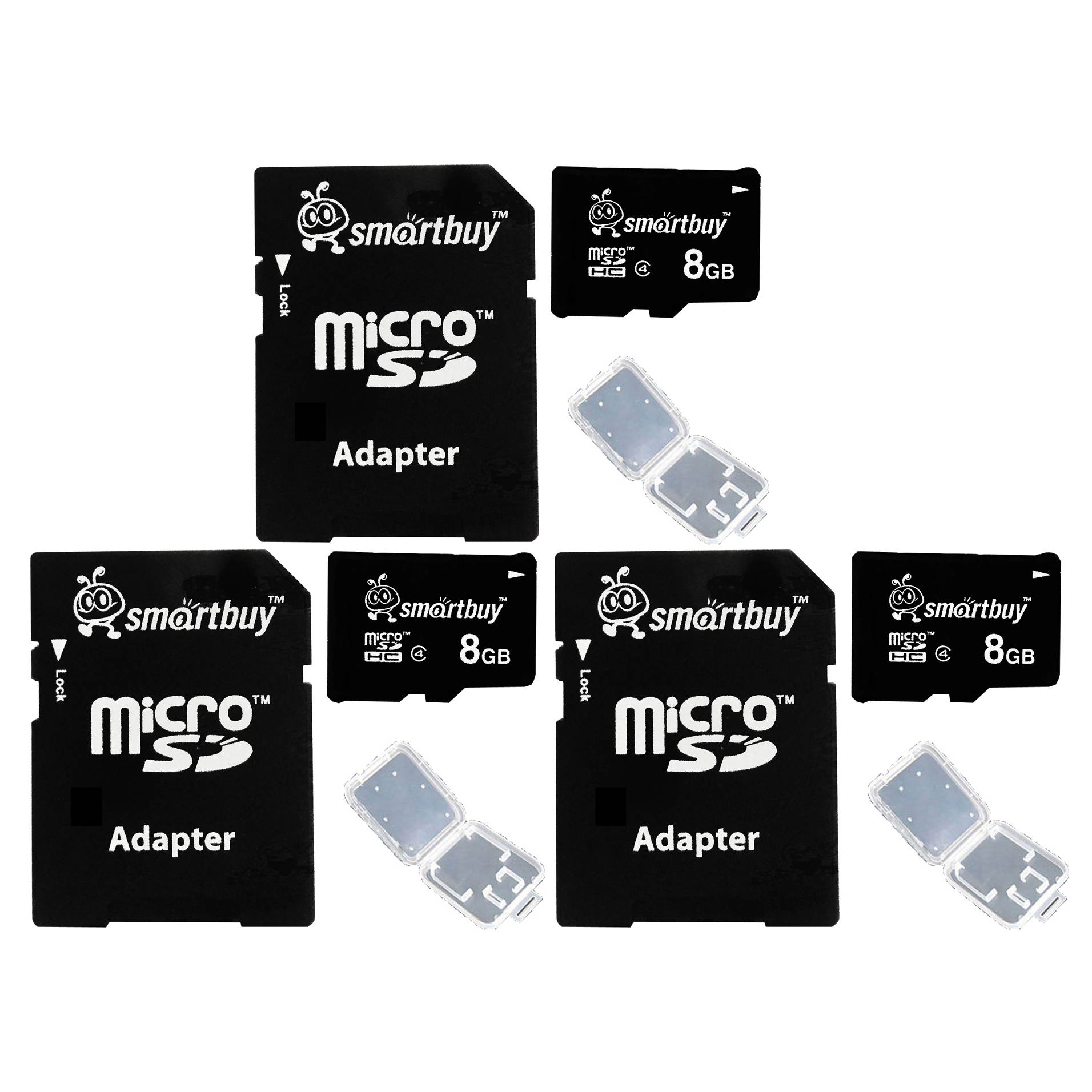 Smartbuy Micro SDHC Class 4 TF Flash Memory Card SD HC C4 For Camera Mobile Phone Tab GPS MP3 TV + Adapter + Mini Case (4GB - 10 Packs)