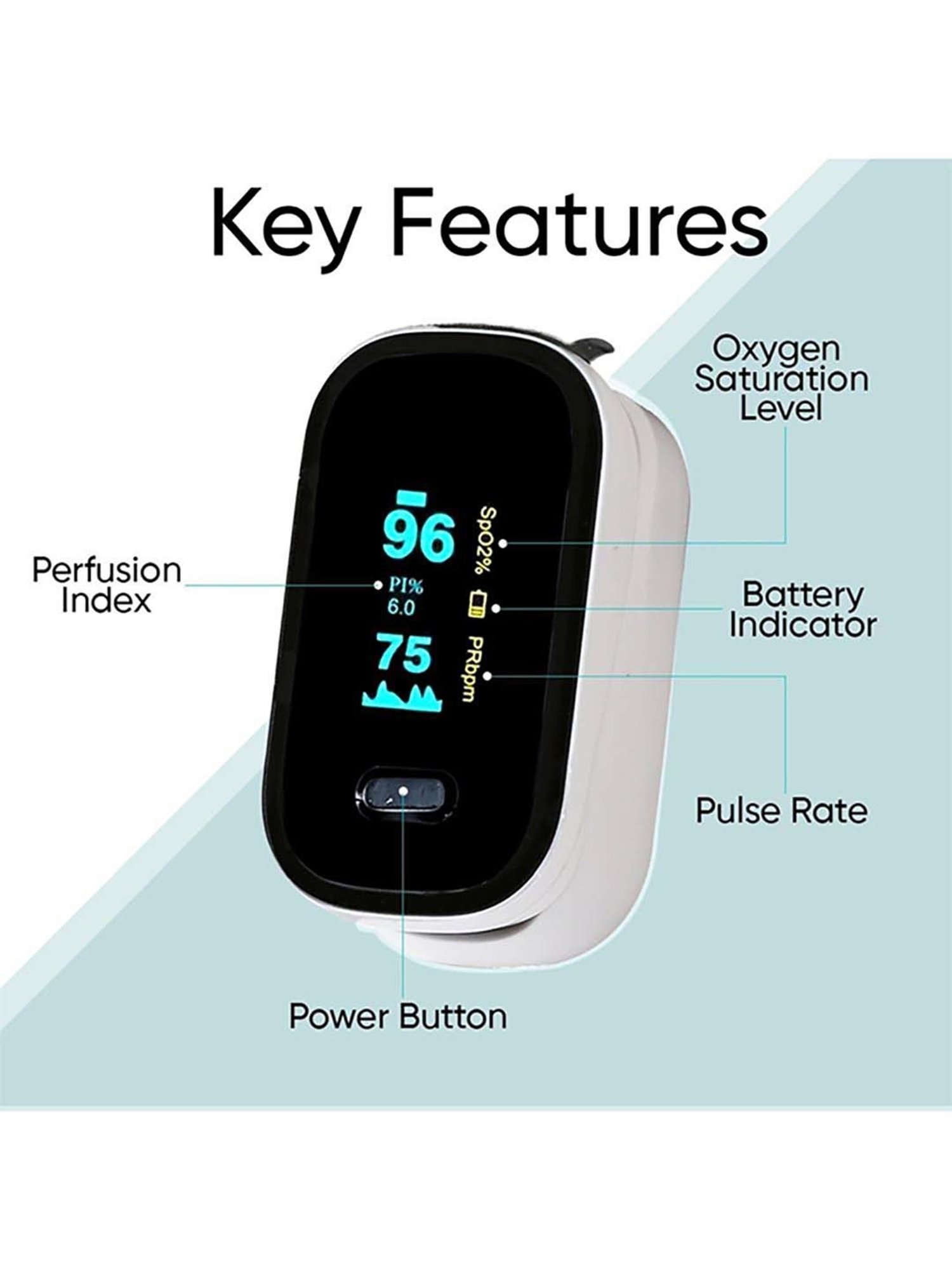 Ozocheck Fingertip Pulse Oximeter with OLED Screen (Black)