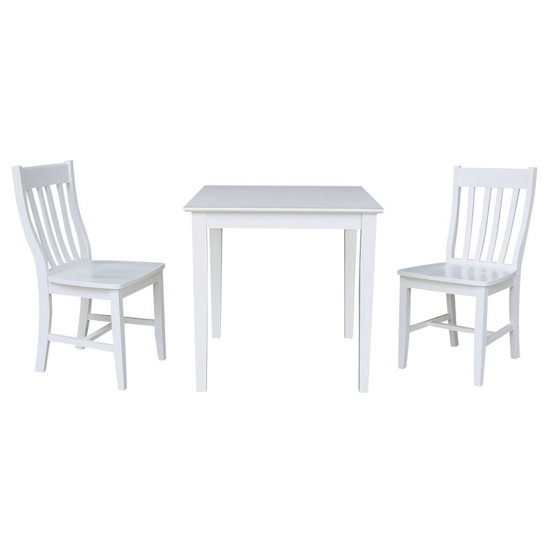 Set of 3 30"x30" Dining Table with 2 Cafe Chairs White - International Concepts